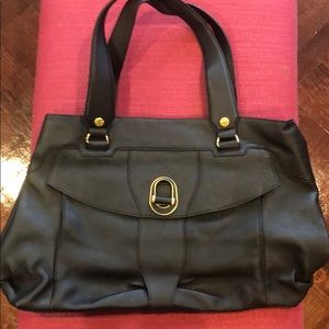 Tahari black leather large shoulder bag New